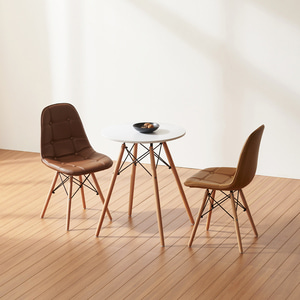 에펠 원형 젤리빈 가죽 2인 테이블 600-2 (테이블+의자2)
