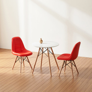 에펠 원형 젤리에코 2인 테이블 700 (테이블+의자2)