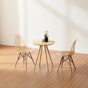 세레나 원형 고스트 2인 테이블 의자 세트 (테이블+의자2)